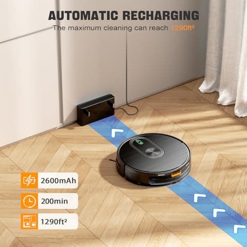XIEBro Robot Vacuum and Mop Combo, 6500Pa Strong Suction, 2 in 1 Robotic Vacuum with Gyro Inertial Navigation, 200 Min Runtime, App/Wi-Fi/Voice Control, Slim, for Pet Hair, Hard Floor, Carpet view 3