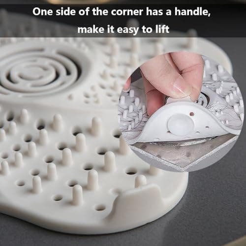 2 Pack Drains Hair Catcher, Silicone Bath Drainer Protector, Sink Drain Strainer with Suction Cup, Hair Stopper Drain for Shower Bathroom Tub Kitchen Drains Shower Drain Cover (Grey + White) view 6