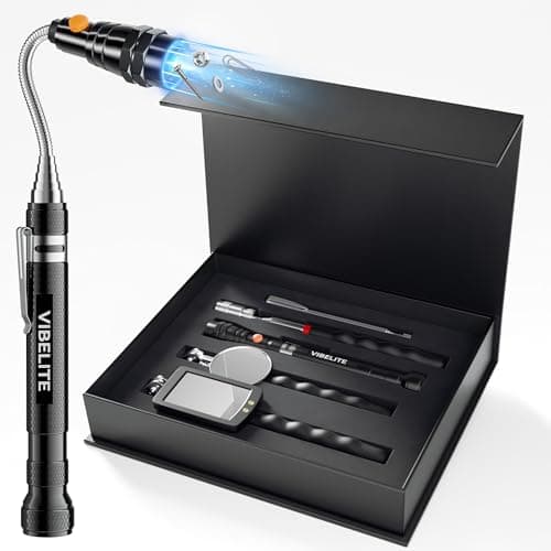 5Pcs Telescoping Magnetic Pick Up Tool Set, Gifts for Men, Dad, Women, Birthday Gifts Box with 1lb &15lb Pick-up Rod, 360° Square & Circle Swivel Adjustable Inspection Mirror and LED Flashlight — image 1