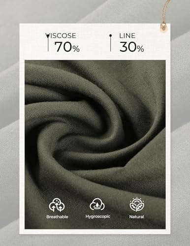 GRACE KARIN Linen Pants Women,Elastic High Waist Wide Leg Pants with Pockets,Comfy Beach Vacation Trousers view 5