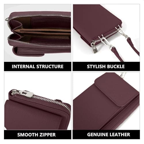 Women's Small Genuine Leather Crossbody Phone Purse and Wallet with Adjustable Strap, Fits cell phone up to 6.1 Inch view 4