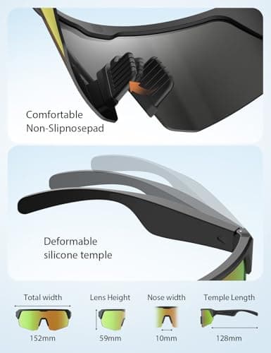 AIRMARS Bluetooth Sunglasses for Men and Women, Built-in Mic & Speakers, Polarized Sport Smart glasses for Running/Cycling, UV Protection, Voice Control (Colorful) view 7