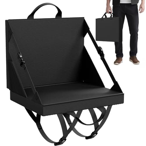 Stadium Seats with Back Support - Folding bleacher Chair for Beach and Camping - Portable Bleachers Cushions for Adults and Kids - Foldable Outdoor Lawn Bench for Camp (Black)