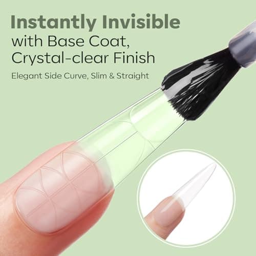 modelones Long Coffin Guiding Line Nail Tips, Soft Gel Tips Fake Nails False Acrylic Extensions Seamless Accurate Positioning Scale Line, Full Matte Professional Nail Salon 216PCS 12Sizes view 4