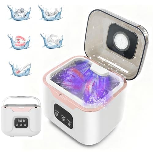 Ultrasonic Retainer Cleaner Machine, 48kHz Ultrasonic Dentures Cleaner with Timer & 4 Modes, 240ML Dental Pod for Mouth Guards, Braces, Aligner, Toothbrush, Jewelry, Makeup tool (White)