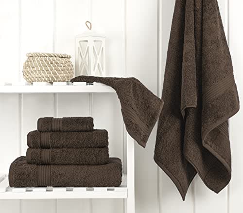 Cotton Paradise 6 Piece Towel Set, 100% Cotton Soft Absorbent Turkish Towels for Bathroom, 2 Bath Towels 2 Hand Towels 2 Washcloths, Brown Towel Set view 2