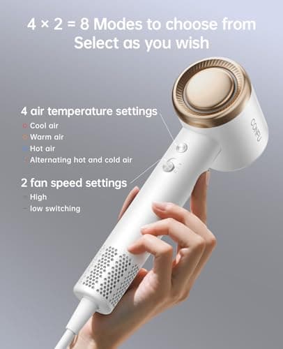 CONFU Blow Dryer with Diffuser, 1400W Hair Dryer with Diffuser and Concentrator, Speed Hairdryer for Fast Drying, Frizz Control, Lightweight for Home, Travel view 5