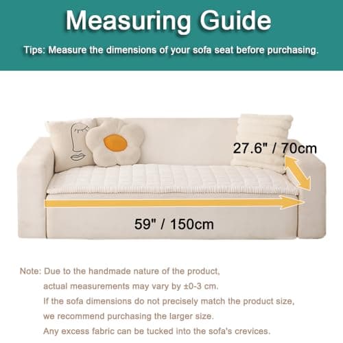 Awjcsv Couch Cover for Dogs Washable, Fuzzy Pet Couch Covers for 3 Cushion Sofa Pet Friendly, Non Slip Sofa Cover (White, 27.6" x 59"/70 x 150cm) view 3