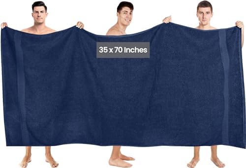 Utopia Towels Luxurious Jumbo Bath Sheet 2 Piece, 600 GSM, 35 by 70 Inches, 100% Ring Spun Cotton, Highly Absorbent and Quick Dry Extra Large Bath Towel, Super Soft Towel, Navy view 3