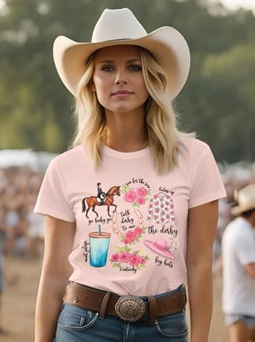 Horse Racing T-Shirt for Women Horses Lover Shirts Vintage Graphic Tops Summer Short Sleeve Outfits view 2