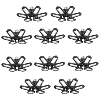 Brobantle LED Garage Lights Bulb 10 Pack 120W Led Screw in Garage Lights 12000LM 6500K Bright LED Garage Ceiling Lights Deformable Garage Shop Light for Attic Basement Workshop Screw in E26 E27 Base