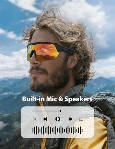AIRMARS Bluetooth Sunglasses for Men and Women, Built-in Mic & Speakers, Polarized Sport Smart glasses for Running/Cycling, UV Protection, Voice Control (Colorful) view 2