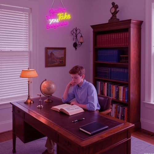 KATMBFUE Reading Will Take You Everywhere Neon Signs, Neon Sign with Switch for Wall Decor, USB Dimmable Neon Lights Colorful LED Signs for Home Club Party Christmas Decoration 14.17 x 12.2" view 4