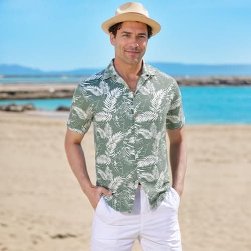 Men's Hawaiian Shirt Funky Blue Beach Printed Tropical Beach Shirt Casual Button Down Short Sleeve Floral Shirts Tops view 2