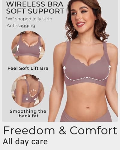 Gailife Scalloped Lift Bras Women Soft Jelly Push Up Wireless Bra Supportive V Neck No Underwire Seamless Tshirt Bralettes view 2