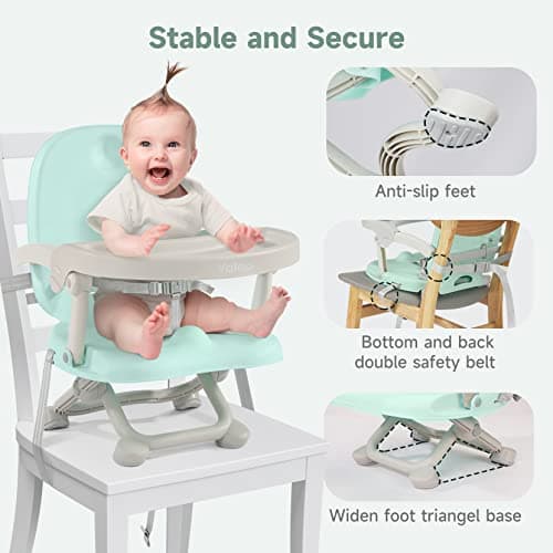 YOLEO Baby High Chair Booster Seat for Dining Table, Foldable High Chairs with Adjustable Heights, Travel Booster Seat with Removable Tray view 6