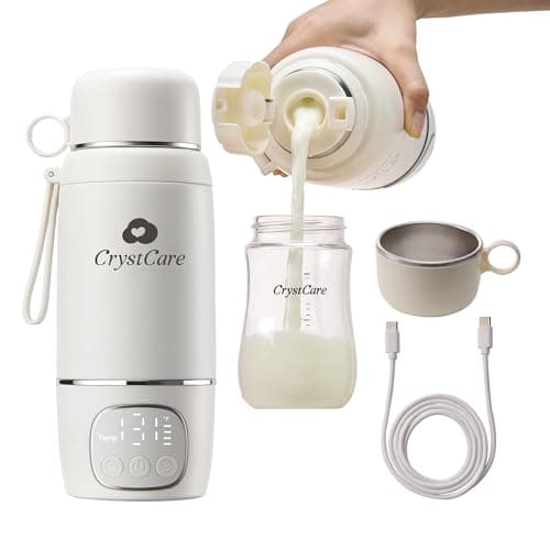 Crystcare Portable Bottle Warmer for Travel - Fast Heating Breast Milk & Formula Warmer with 16,000mAh Battery, 17oz Milk Warmer for Baby on The Go,Baby Bottle Warmer for Car, Airplane（Clouds）