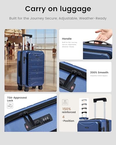 LOVEVOOK Carry On Luggage Airline Approved,20 Inch Expandable Hard Shell Suitcase with Spinner Wheels,Small Rolling Carry-on Suitcases with TSA Lock & Cup Holder view 5