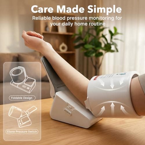 Upper Arm Blood Pressure Monitor for Home Use, Barrel Design One-Touch Blood Pressure Machine, Auto-Fit Wide Range 7.1"-16.5", 3-Color Backlight, 2 Users 2×99 Memory view 4
