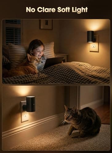 Brightown 2 Pack Night Lights Plug Into Wall, Modern Night Light with Rotating Plug, Dusk to Dawn Sensor, 0-100LM Stepless Dimming Nightlights, Home Decor for Hallway Bedroom Bathroom, Soft White view 5