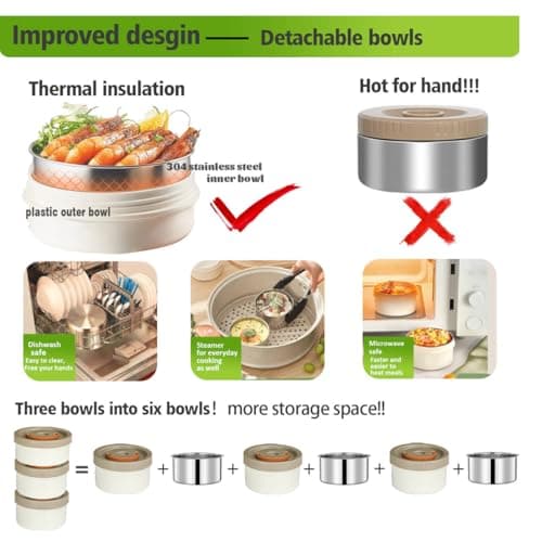 67 oz Adults Thermo for Hot Food 2L 9.06 in 3 Layer Stainless Steel Vacuum Soup Food Thermo Hot Food Jar Bento Box for Men, Women, Suitable insulated Lunch Box for 12+ Camping, Office & Travel Use view 6