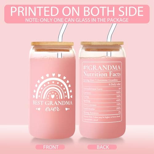 Grandma Gifts from Grandkids, Granddaughter, Grandson, Grandchildren – Best Grandmother Gift for Mother's Day, Birthday, Christmas – Christian Gifts – 16oz Best Grandma Ever Glass Cup view 4