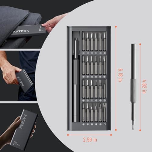 KATERK 25-in-1 Small Screwdriver Set - Precision Mini Eyeglass Repair Tool Kit with Magnetic for Glasses, Laptop, iPhone, Macbook, Computer, Watch, Xbox, Switch, Electronic, Father Day Gifts for Men view 2