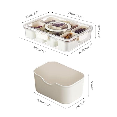 Pure Future 8-Compartment Snackle Box with Handle | Divided Snack Tray | with Lid, Charcuterie Organizer Container for Travel, Beach, Picnic, Party, Movie Night, BPA-Free, Dishwasher Safe Inner Bins view 2