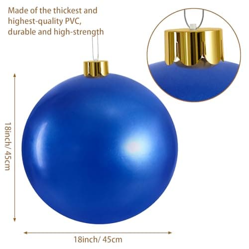 Inflatable Oversized Ornaments for Christmas Decorations 18" 25" Two Size & 8 Colors Option Available Large Christmas Ball Indoor Outdoor Use Festive Yard Decoration view 3