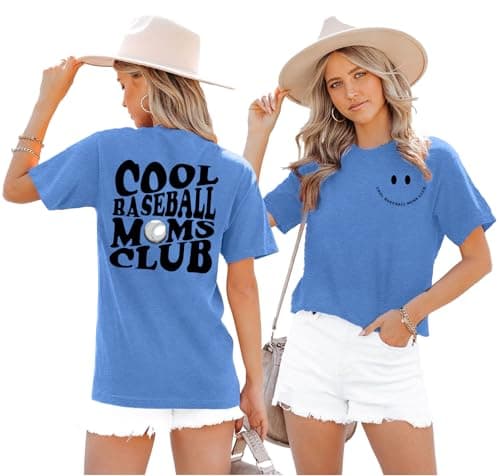 PICKID Baseball Mom Shirt Women Cool Baseball Moms Club T Shirt Graphic Baseball Mom Gift Tee Game Day Baseball Tops view 3