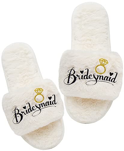 PGN ART Women’s Bridesmaid Slippers Bride Slippers for Wedding Day Bride Gifts for her Engagement Gifts for Women Wedding Slippers Bridal Shower Gifts for Bride to Be Gifts for Her — image 1