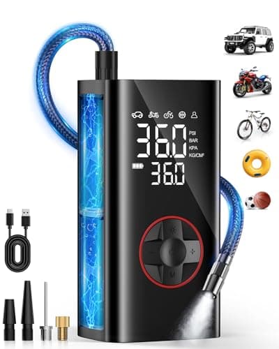Tire Inflator Portable Air Compressor - 150PSI Cordless Air Pump for Car Tires, Portable Tire Inflator for Cars with Pressure Gauge, Tire Pump for Bike, Motorcycle, Auto Shut-off, Valentines Day Gifts