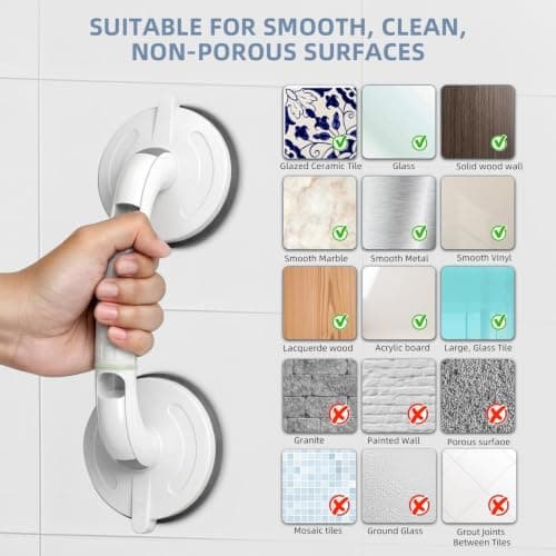 Upgraded Version Grab Bars for Bathtubs and Showers Suction Grab Bar, Heavy Duty Safety Shower Grab Bars for Seniors and Elderly, Handicap Bars for Bathroom Waterproof view 4