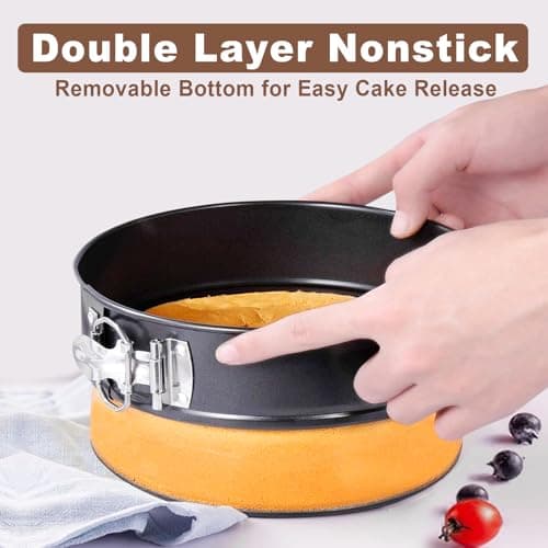 Springform Pan 9 Inch Nonstick, 9 Springform Cheesecake Pan with Silicone Protector, Leakproof Spring Form Pan for Cheesecake, 9 Inch Springform Cheese Cake Pans for Baking with 50 Parchment Paper view 5
