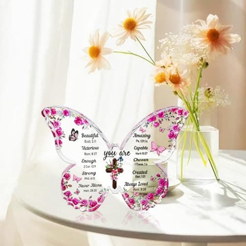 YXOTJHS Christian Gifts for Women, Butterfly Inspirational Gifts for Friends, Religious Spiritual Gifts for Her Mom Girl Coworker Sister, Birthday Gift for Women - Acrylic Plaque view 2