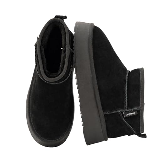 Swalker Snow Boots for Women Suede Faux Fur Lining Anti-Slip Warm Winter Booties Slip Comfort Ankle Boots Fuzzy Low Boots — image 1