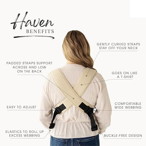 Happy! Haven Baby Carrier – Organic Cotton Blend, 7-35 lbs, Newborn to Toddler – Stretchy Ergonomic Cross-Back Soft Structured Carrier, Adjustable Fit view 3