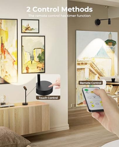Zoomable Picture Light for Wall, Battery Operated Art Light for Paintings CCT Dimmable Spotlight for Wall Art Wall Light with Remote Control for Living Room Gallery Dartboard Bathroom view 6