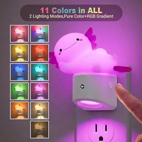 JandCase Night Light for Kids,3D Funny Axolotl Night Lights Plug into wall view 5