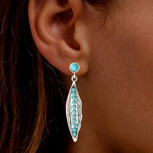 BAYLAY Boho Turquoise Earrings for Women-Western Gold Earrings Gold/Silver and Turquoise Jewelry for Women Western Earring Studs Elegant Women's Jewelry Perfect Gifts for Mom Wife Girlfriend view 2