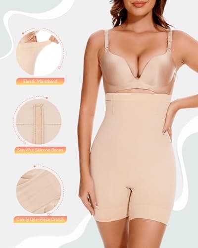 BESTENA Shapewear Shorts, High Waisted Shapewear for Women Tummy Control, Seamless Body Shaper Shorts Thigh Slimmer view 2