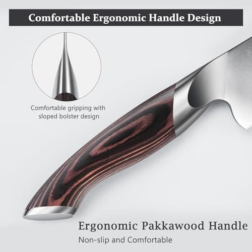 HOSHANHO 7 Inch Japanese Chef Knife, Ultra Sharp Kitchen Santoku Knives | Professional Japanese High Carbon Stainless Steel Kitchen Knife, Cooking Knife with Ergonomic Pakkawood Handle, Gifts view 3