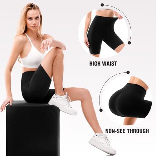 Leafigure 2 Pack Biker Shorts for Women 6" High Waisted Gym Shorts for Yoga Workout view 5