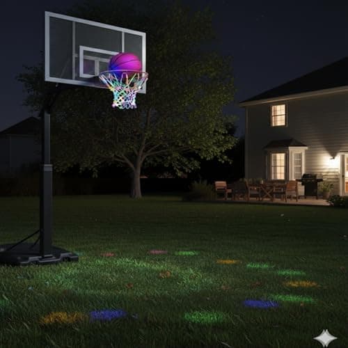 Glow in The Dark Basketball Net, Solar-Powered LED Lighted Nylon Basketball Hoop Net with Remote Control, Waterproof, Multi-Mode Lighting for Nighttime Outdoor Basketball, Kids & Adults view 5