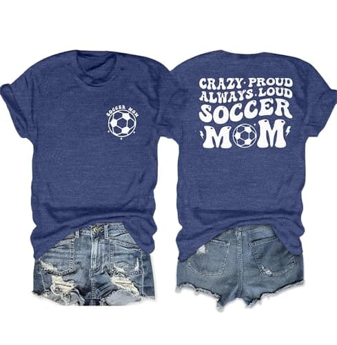 Soccer Mom Shirts Women Game Day Football Mom T-Shirt Soccer Letter Printed Tees Funny Mama Life Short Sleeve Tops view 1