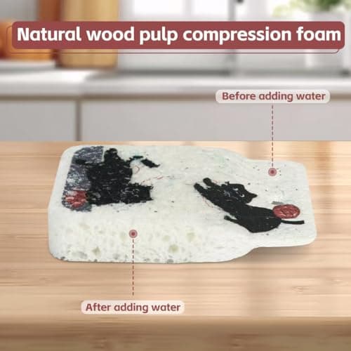 Wood Pulp Cotton Dish Washing Kitchen Scrubber, 4 Pack Reusable Cleaning Wood Pulp Cotton Multipurpose Scratch-Free Sponges,Water Absorbent and Fast Drying,Suitable for Dishes, Fruit, Vegetable view 3