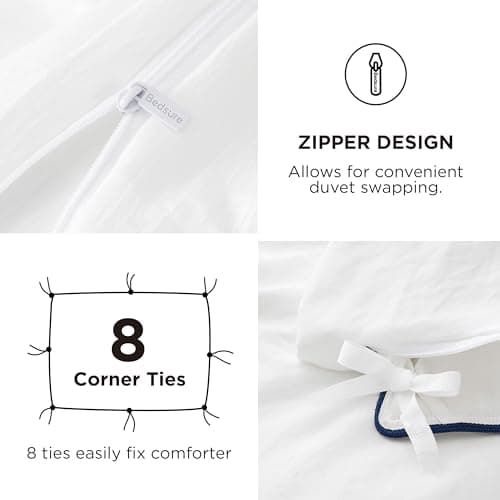 Bedsure Twin Size Duvet Cover with Fitted Sheet - 3 Pieces Prewashed Polyester Extra Soft Bedding Set, Includes 1 Duvet Cover 68''x90'' with Zipper Closure, 1 Pillow Sham, 1 Fitted Sheet, White view 5