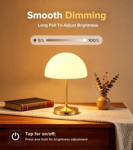 Shower Lamp Rechargeable Waterproof Lamp, Cordless Table Lamp for Bathroom | Battery Powered IP54 Shower Lamp for Inside Shower 3 Color Modes, Stepless Dimming and Memory (Gold) view 4