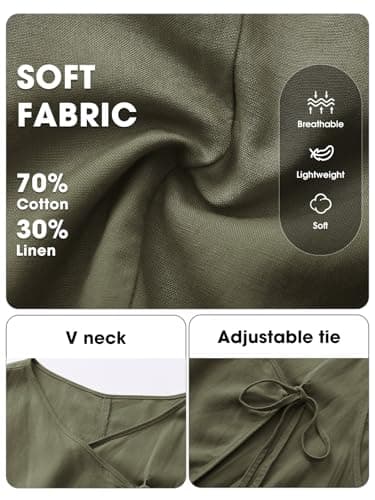 EXLURA Womens Linen Tank Tops Summer Trendy V Neck Vest Casual Tie Front Shirt Cute Spring Beach Vacation Outfits 2026 view 5