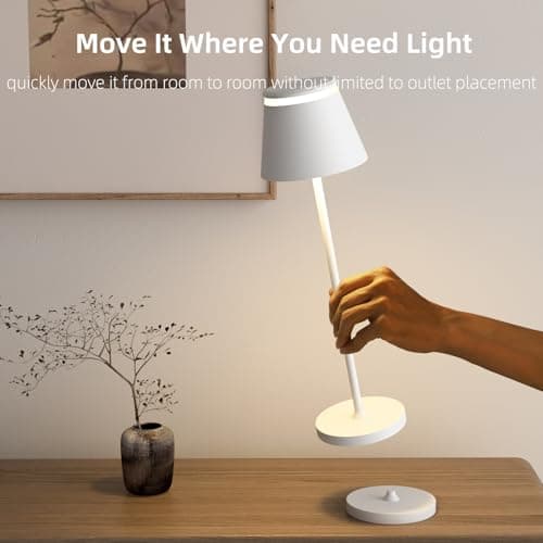 Cordless Table Lamp Set of 2 with Portable USB Rechargeable Dock, LED Wireless Touch Desk Lamps with Remote, 3 Color Stepless Dimmable, for Bedroom Night Lights Dining Outdoor Patio Restaurant view 3